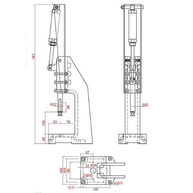 Vendita online Pressa pneumatica portata 2550 Kg.
